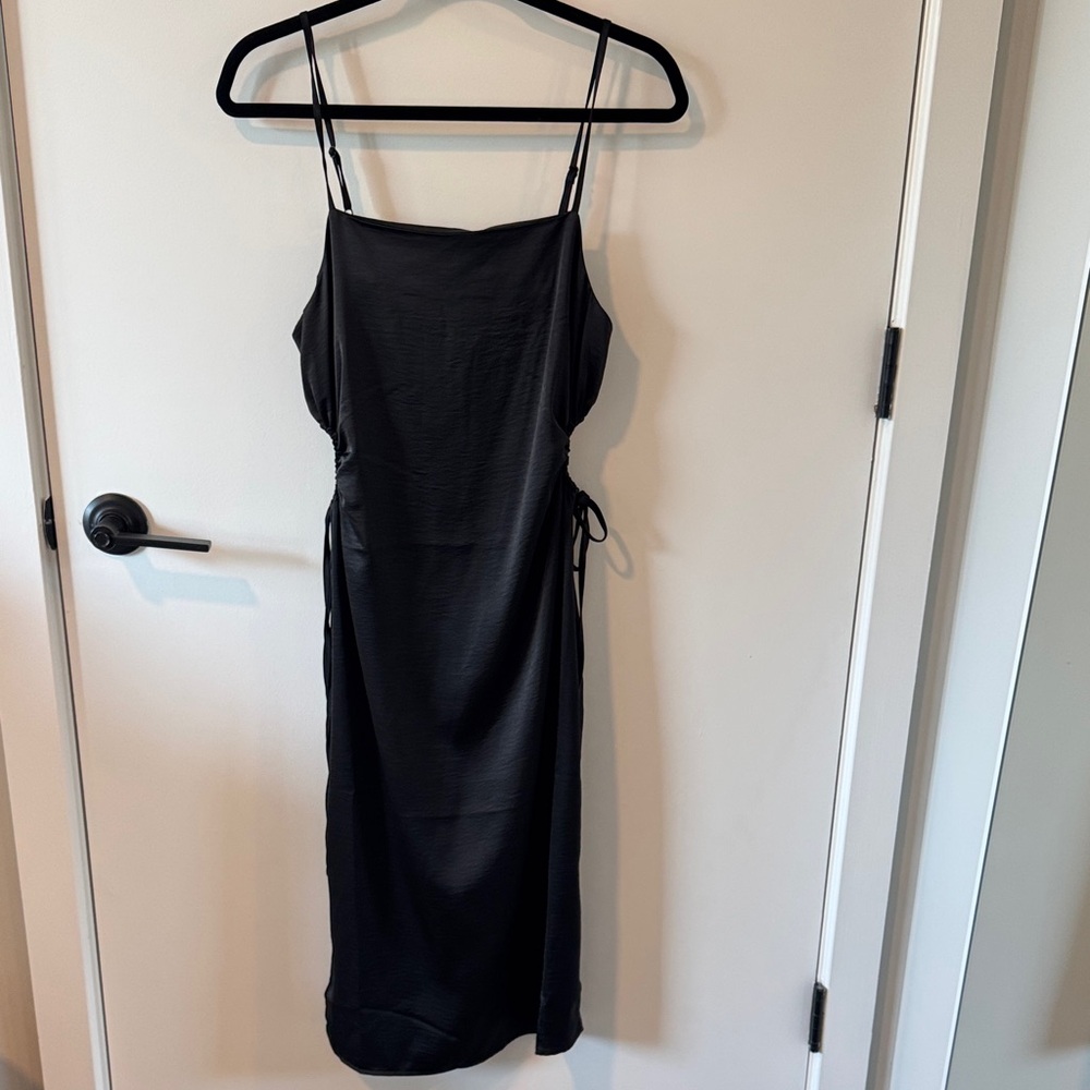 Christian Lacroix Black Satin Midi Dress - M